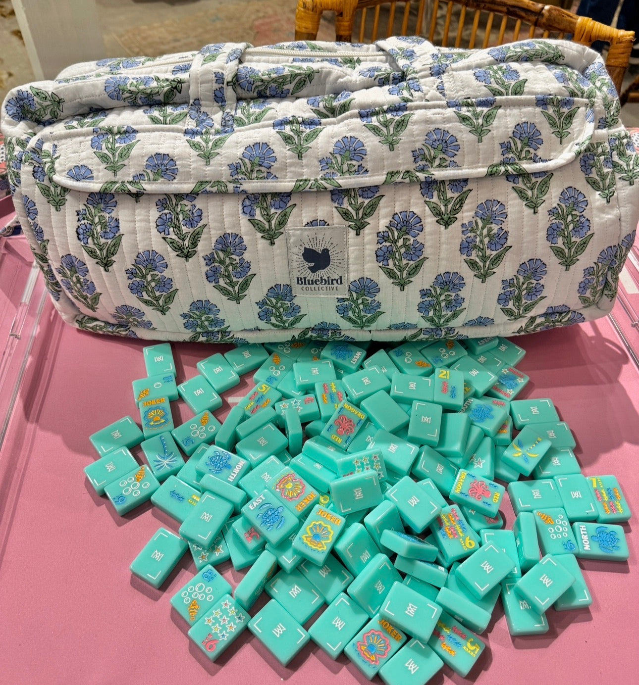 Blue Bouquet Mahjong Bag