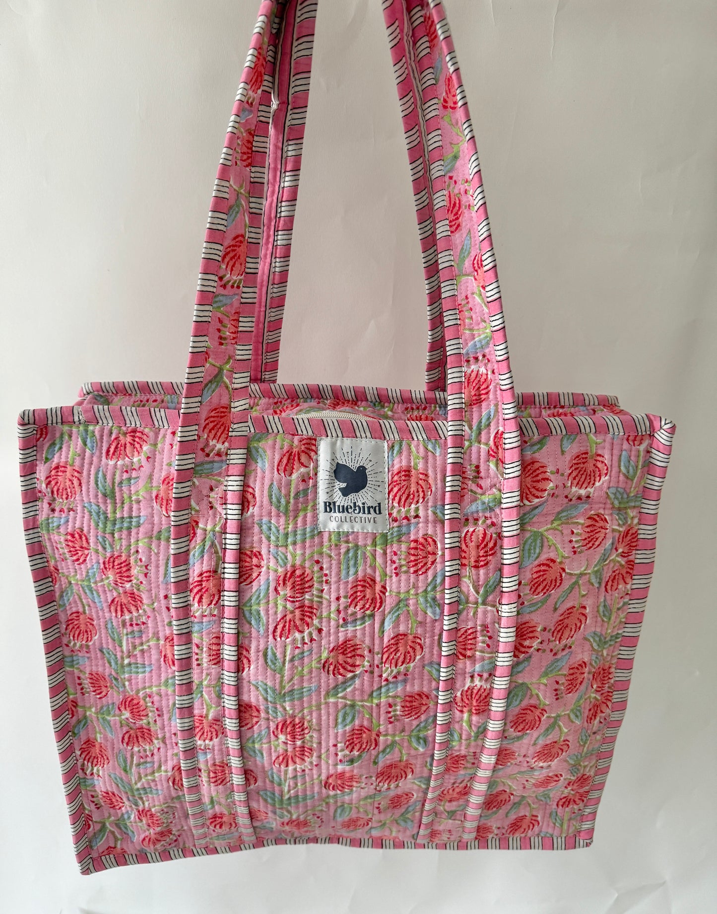 Pink Poppy Zippered Tote